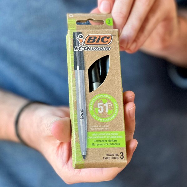 BIC ECOlutions Recycled Permanent Marker - Black Fine 3Pk BP